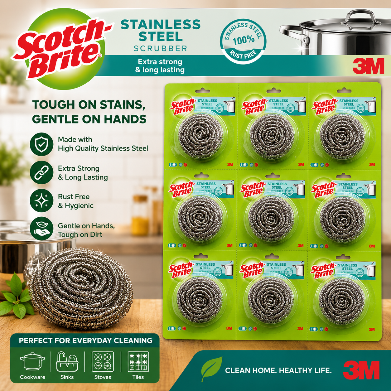 Scotch Brite Stainless Steel Regular 12 in 1-12+1