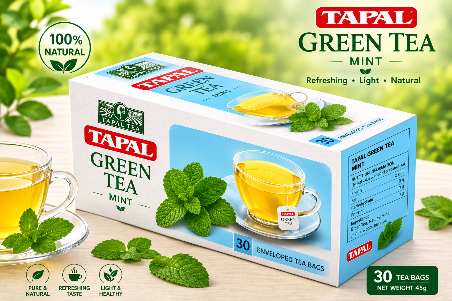 Green Tea Mint  Tea Bags  45gm