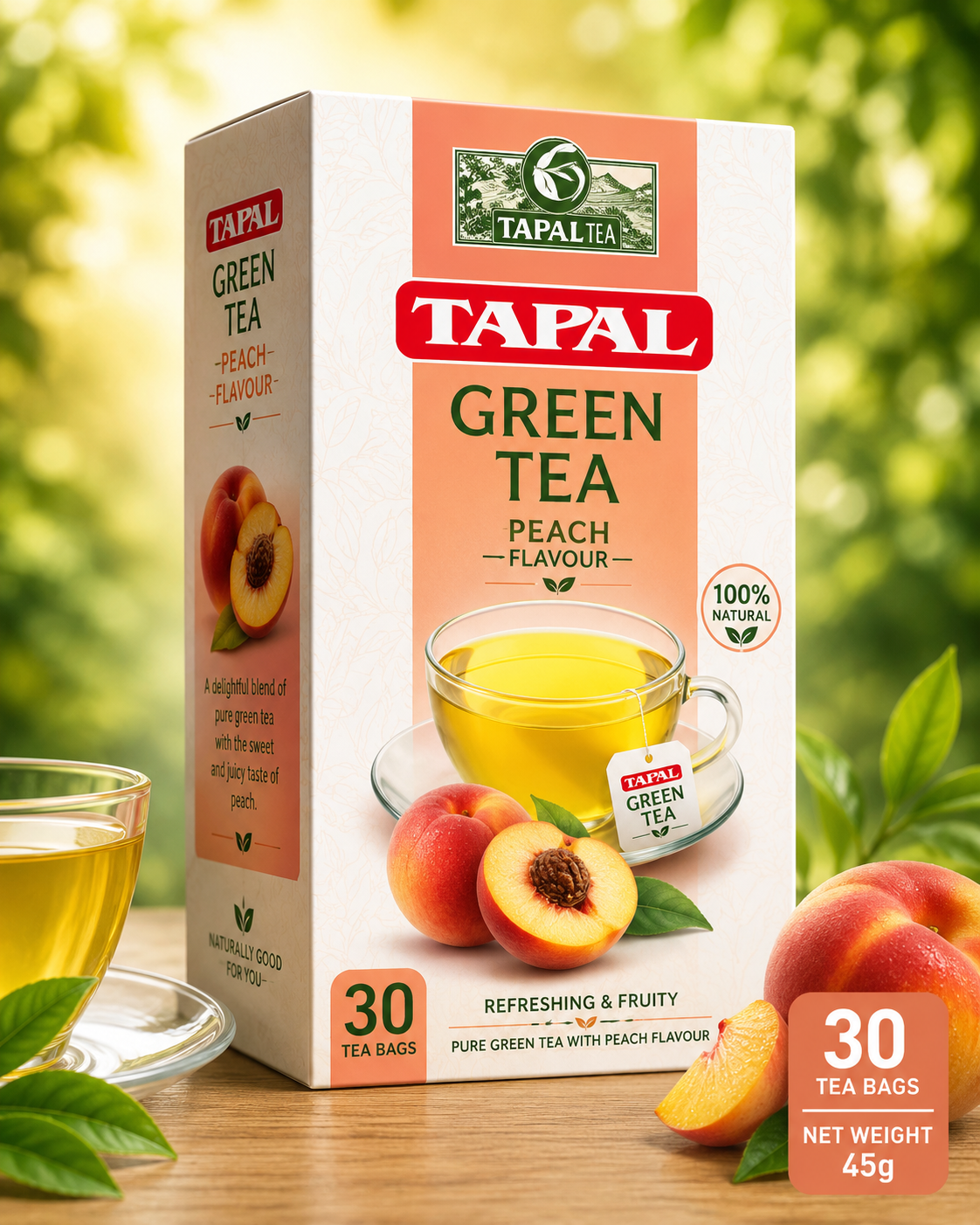 Green Tea Peach Tea Bags 45gm